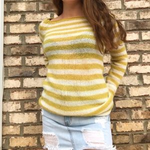 yellow and white striped sweater